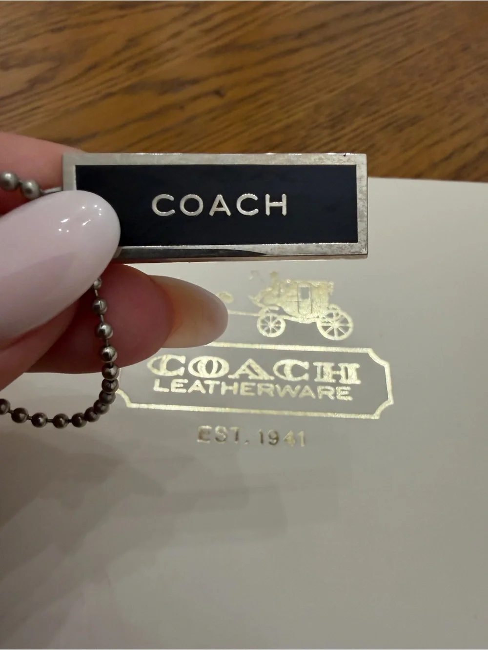 RARE COACH Black Enamel Logo Hang Tag Charm